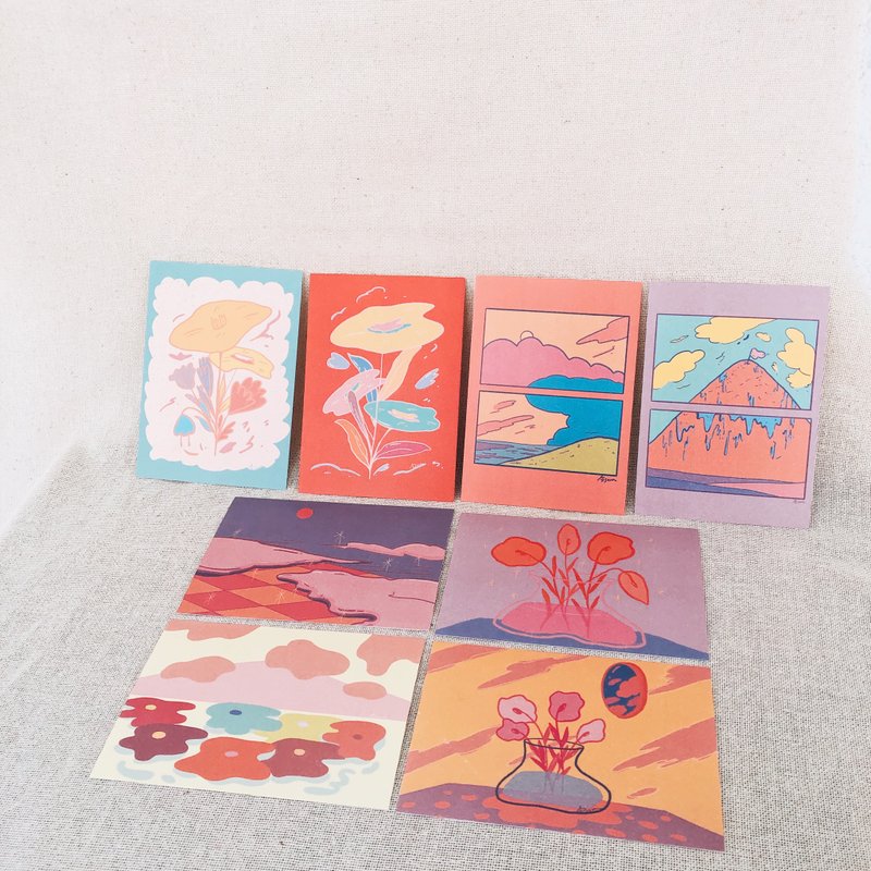 / Illustrated Landscape Postcards/ - Cards & Postcards - Paper Multicolor