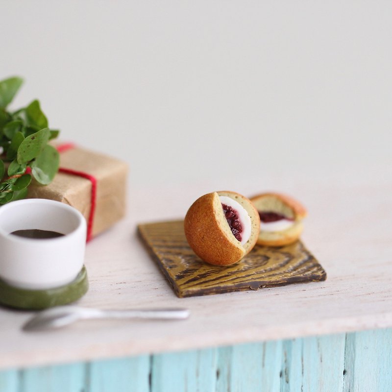 Minature Japanese dessert ear clip earrings Set - ต่างหู - ดินเหนียว สีส้ม