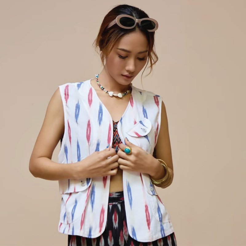 CANOPUS VAILA VEST - เสื้อกั๊กผู้หญิง - ผ้าฝ้าย/ผ้าลินิน ขาว