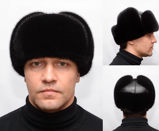 返品キャンセルについて新品未使用★リアルミンクファー トーク帽 ロシア帽 黒 60㎝ 調節可能 男性◎