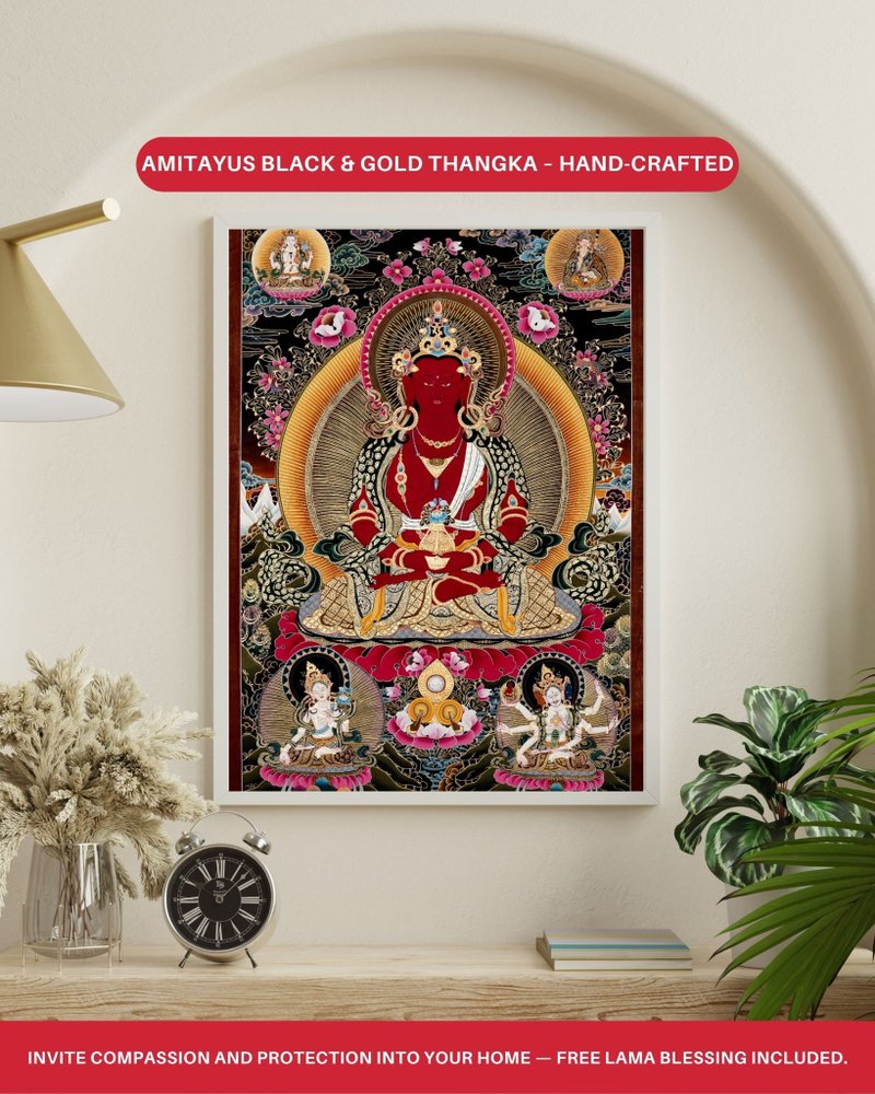 本物の手描き阿弥陀仏 | 伝統的なアートの家庭用装飾 - ウォールデコ・壁紙 - その他の素材 多色