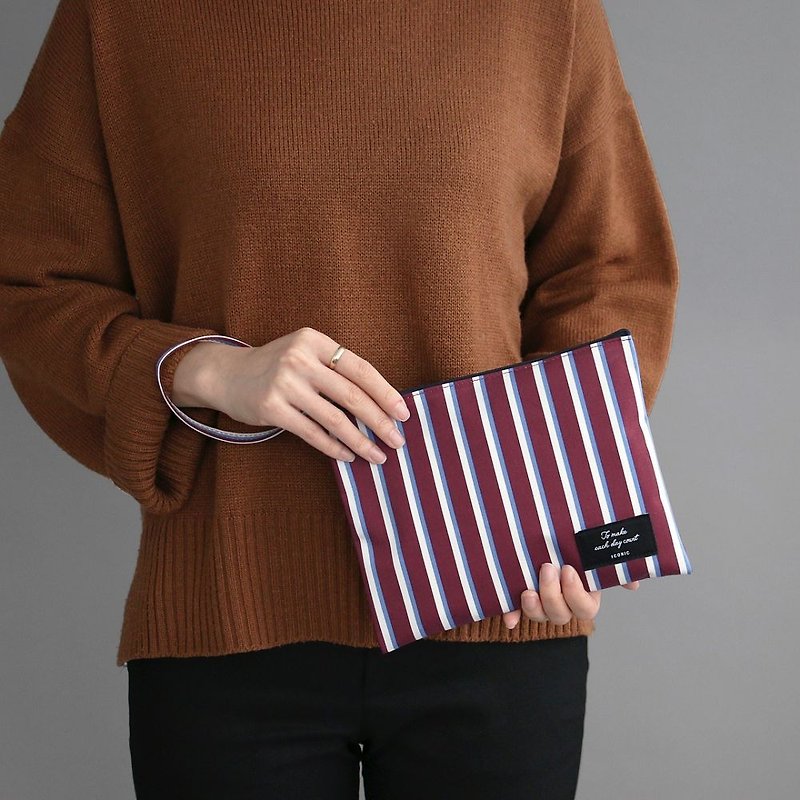 ICONIC Handy Universal Bag L-Red Wine Stripe, ICO51586 - Toiletry Bags & Pouches - Cotton & Hemp Red