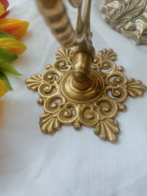 1940 英国青銅イエロー壁掛け燭台、アンティーク青銅燭台、燭台