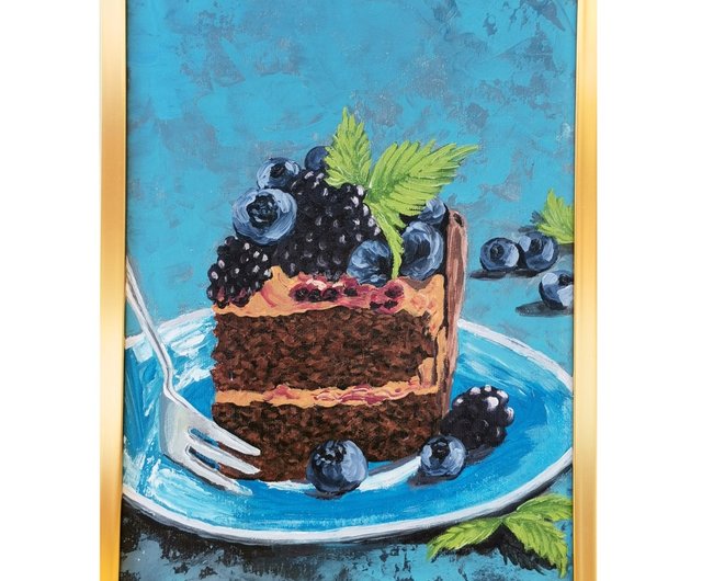 Chocolate Cake Original orders Painting Cake Piece Kitchen Wall Decor Still Life