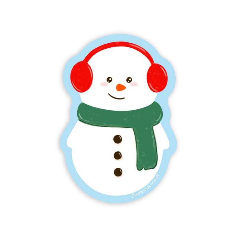 Cute Snowman Sticker, Winter Christmas Snowman Sticker, Cute holiday sticker - สติกเกอร์ - กระดาษ 