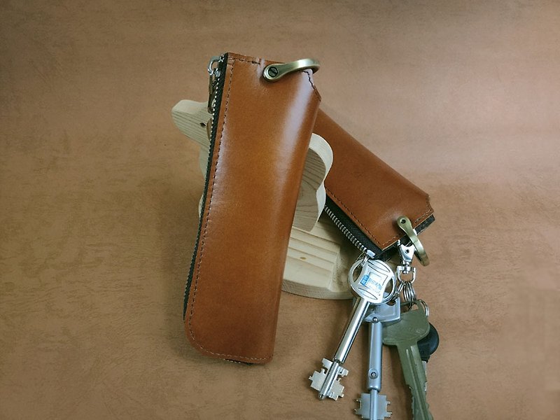 Calfskin zip key bag - Keychains - Genuine Leather 