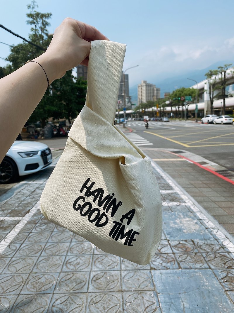 HAPPY QUOTE - Canvas Small Bag - กระเป๋าถือ - ผ้าฝ้าย/ผ้าลินิน หลากหลายสี