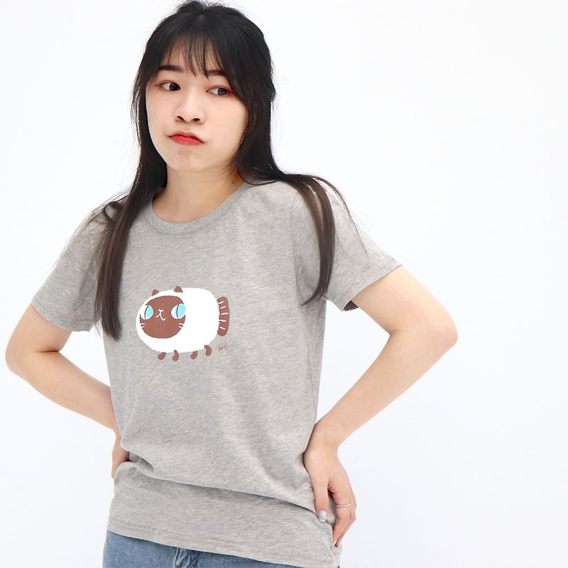 babyfishcat 暹羅魚喵 - Luna 中性t-shirt - 女 T 恤 - 棉．麻 灰色