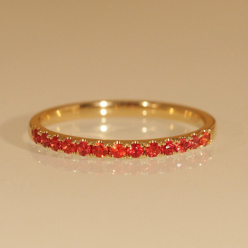 18K金橙寶石戒指 18K Gold Orange Sapphire Band Ring - 戒指 - 貴金屬 