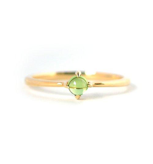 Peridot K10 Pinky Ring Cabochon Cut ~MUOT~ August Birthstone [Made-to-Order]