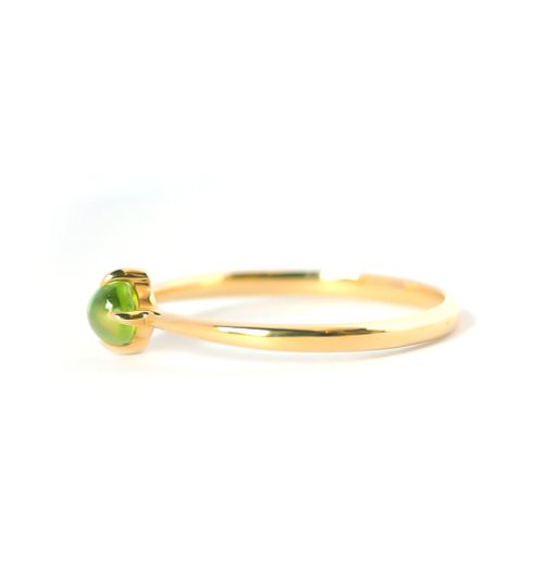 Peridot K10 Pinky Ring Cabochon Cut ~MUOT~ August Birthstone [Made-to-Order]