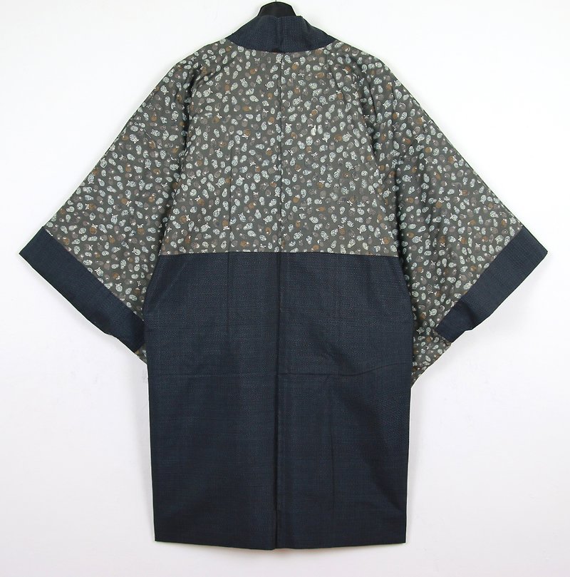 Back to Green Japan brought back a male knit hand-painted version of tumbler vintage kimono - เสื้อโค้ทผู้ชาย - ผ้าฝ้าย/ผ้าลินิน 