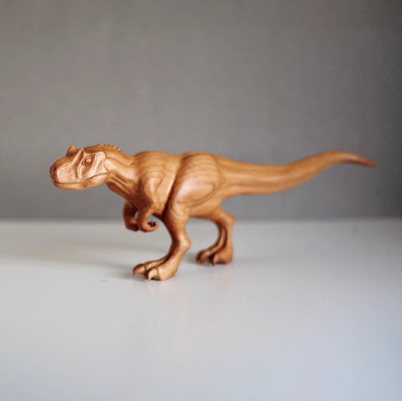 Wooden dinosaur allosaurus, wooden hand carved sculpture - 擺飾/家飾品 - 木頭 