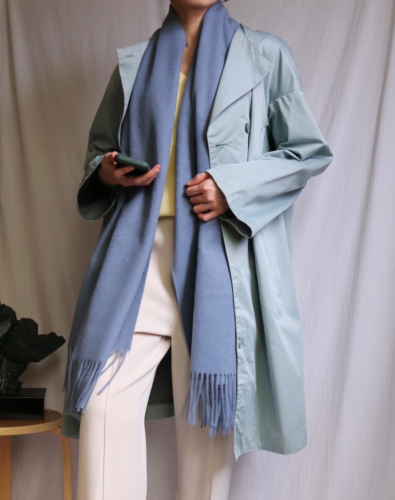 Wool Classic Scarf/Mist Blue Mist Green Ready Available - Knit Scarves & Wraps - Wool 