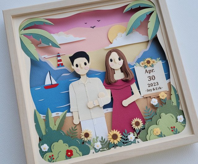 Layered custom papercut frame: wedding day theme. - Shop lita-craft Picture  Frames - Pinkoi