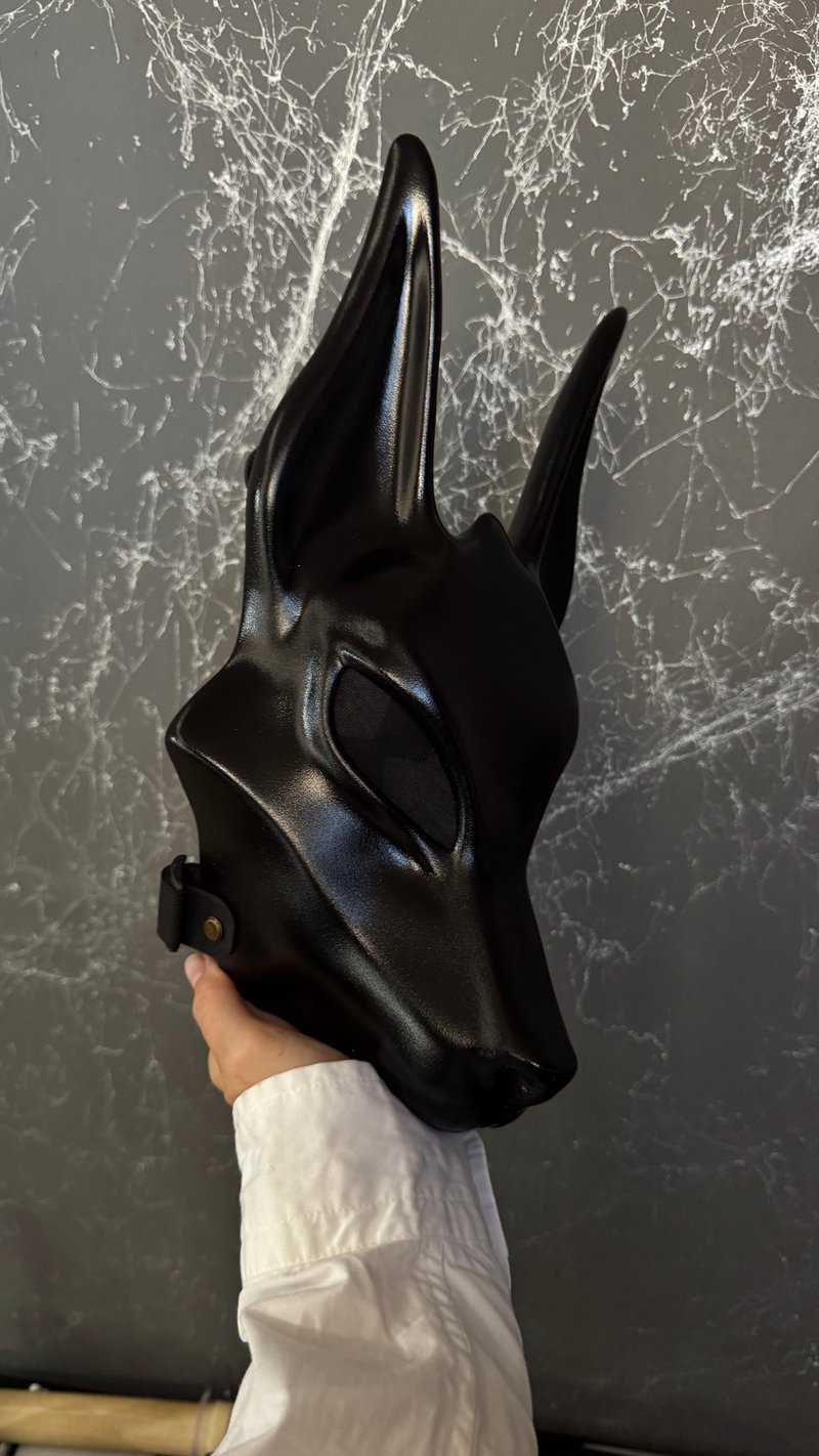 客製繪畫設計的阿努比斯面具 - 口罩/口罩收納套 - 樹脂 黑色