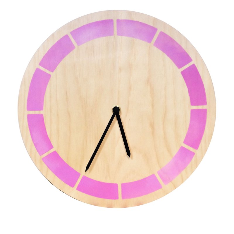 Design log clock cherry pink - Clocks - Wood Pink