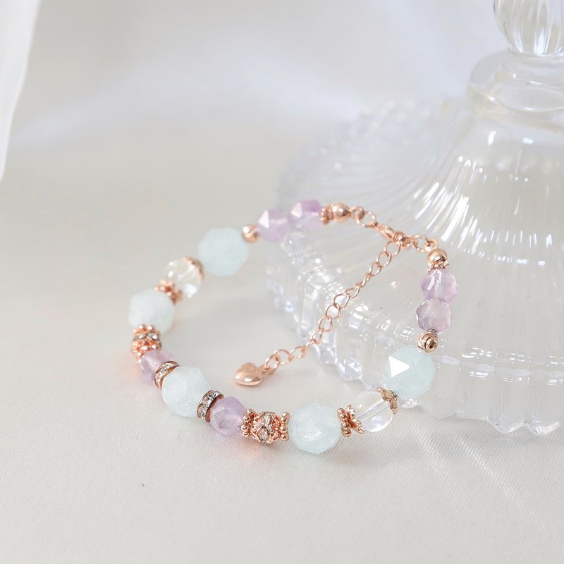 アクアマリン/ラベンダーアメジスト 天然石ブレスレット/クリスマスプレゼント - ブレスレット - クリスタル ブルー