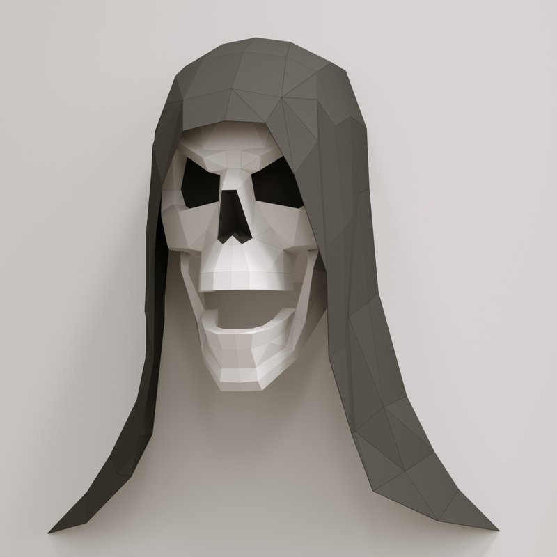 Hooded Skull Papercraft, Halloween, Pdf, Gurko, Pepakura, Template, 3D Origami - 手工藝教學/工具書 - 其他材質 
