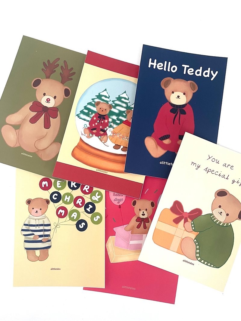 Postcard/Card Teddy Bear in 6 designs Size 4x6 inches Paper 300 gram glossy pape - Cards & Postcards - Paper Multicolor