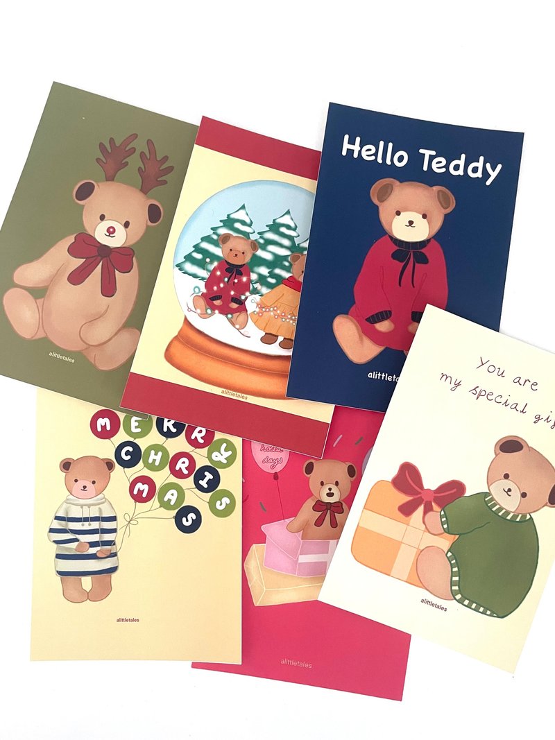 Postcard/Card Teddy Bear in 6 designs Size 4x6 inches Paper 300 gram glossy pape - 卡片/明信片 - 紙 多色