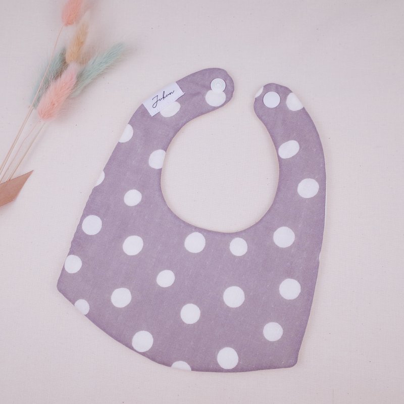 Handmade spot Yae yarn text blue gray background white circle daily comfortable bib / saliva towel exclusive version - Bibs - Cotton & Hemp Gray