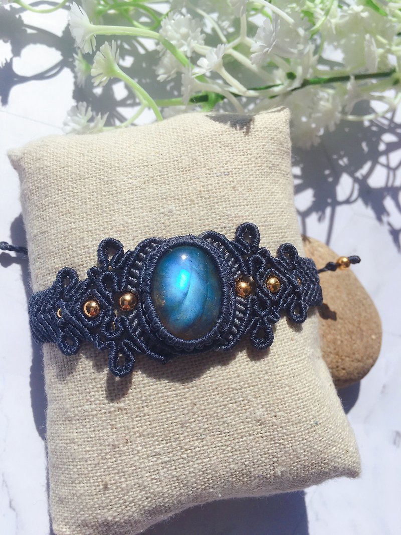 [Custom models -] no spot in South America macrame Wax cord woven Stone beads bracelet 14k gold Bronze bracelet - Bracelets - Gemstone 