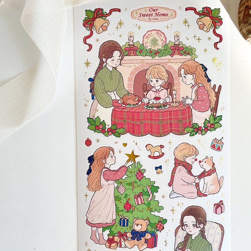Our Sweet Home Girl seal sticker - embossed gold (rana) - 貼紙 - 紙 多色