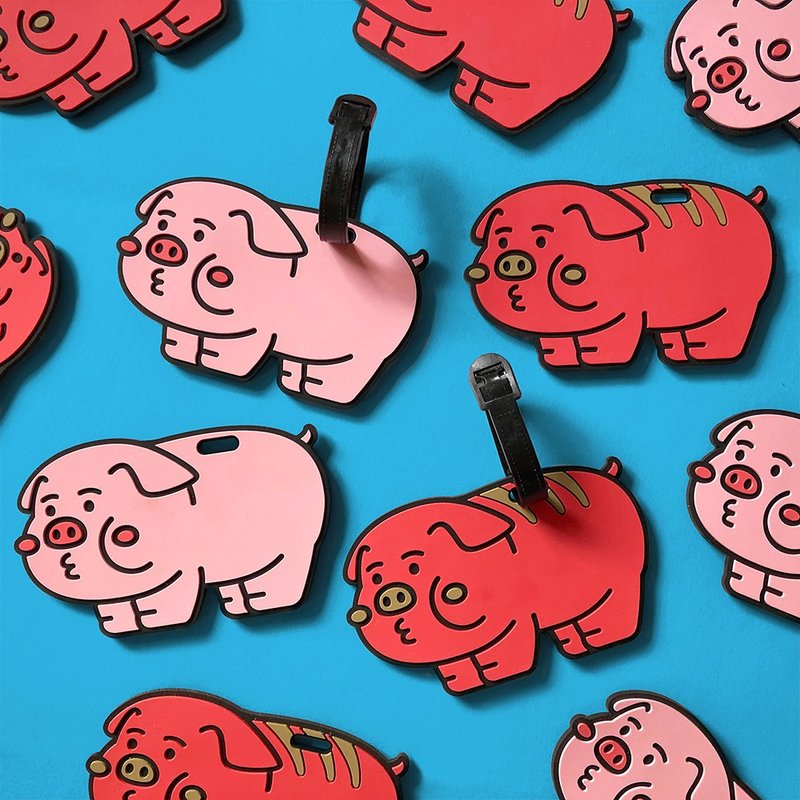 cheeky cheeky thick-faced piggy money poppy travel luggage tag charm (two colors included) - ป้ายสัมภาระ - ซิลิคอน ขาว