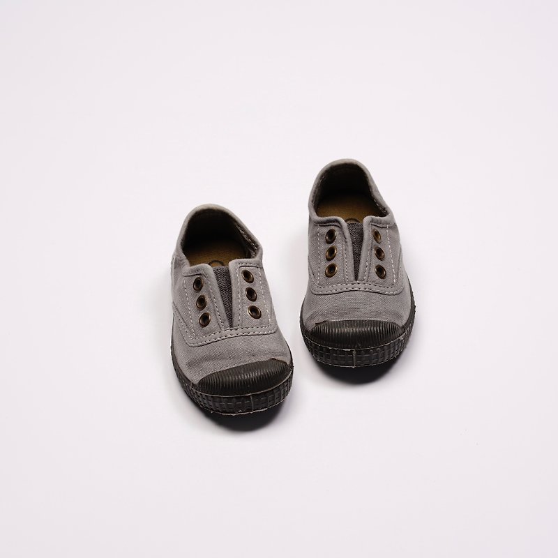 Spanish national canvas shoes CIENTA U70777 23 gray and black washed old fabric children's shoes - รองเท้าเด็ก - ผ้าฝ้าย/ผ้าลินิน สีเทา