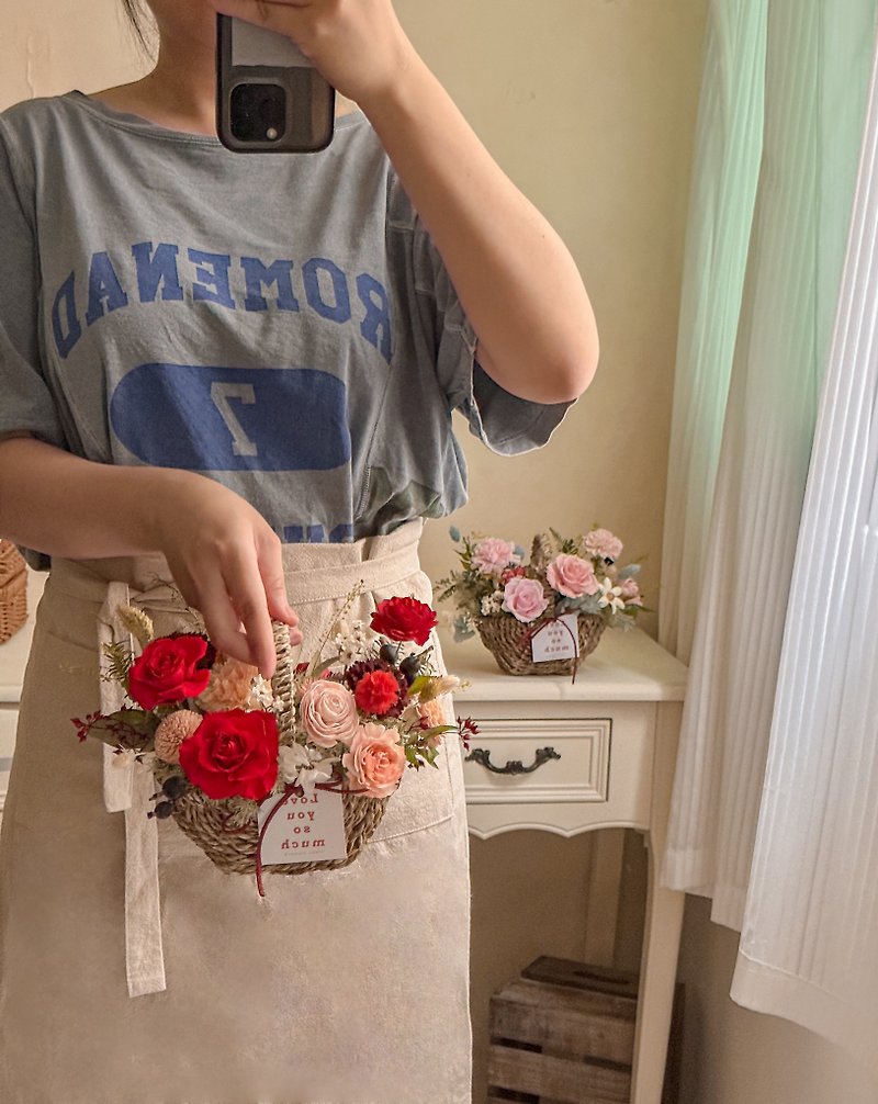 Mother's Day Carnation Flower Basket Preserved Flowers Dried Flowers - Dried Flowers & Bouquets - Plants & Flowers Pink