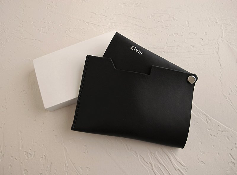 Urban card holder, rotate slim wallet , business card holder _Black - ที่เก็บนามบัตร - หนังแท้ สีดำ