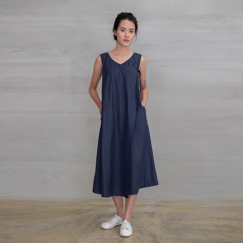 閑適自在交疊層次洋裝 Peace Of Mind Overlap Dress D204 - 洋裝/連身裙 - 棉．麻 多色