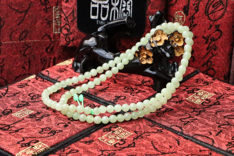 原礦天然和闐玉念珠 6mm 青海料青玉 108顆 天然玉石 客製化設計 - 手鍊/手環 - 玉石 