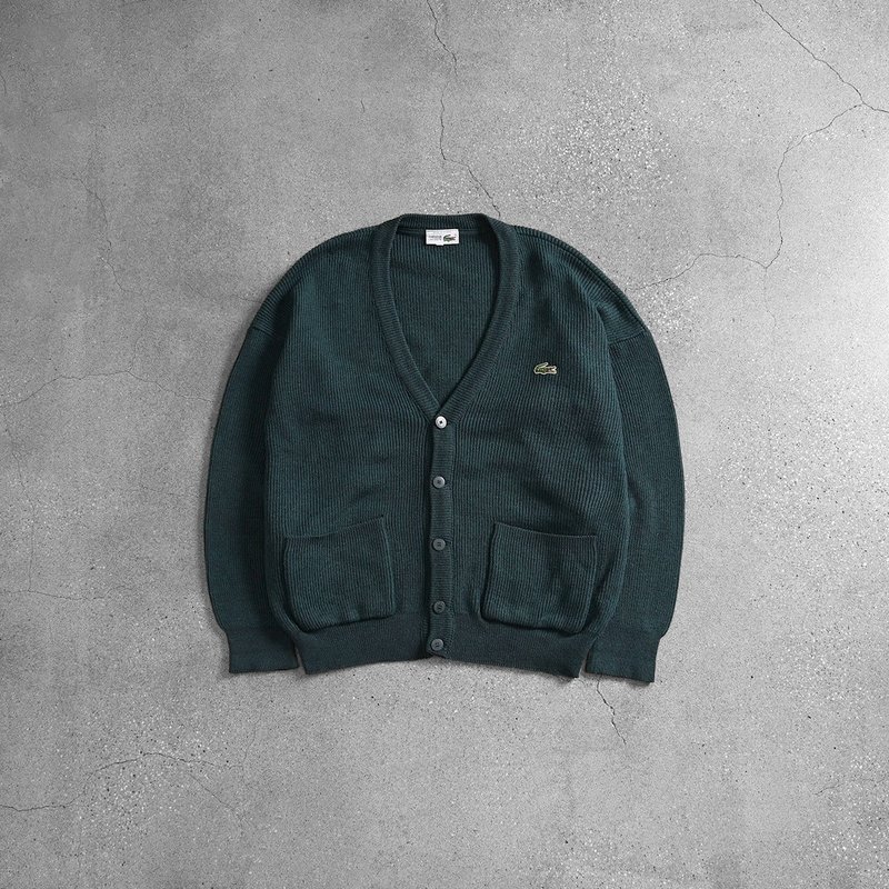 Vintage Lacoste Sweater Jacket - สเวตเตอร์ผู้ชาย - วัสดุอื่นๆ สีเขียว