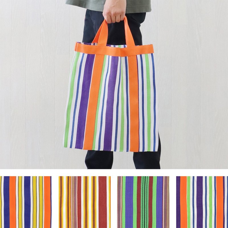 [Pre-order] Colorful striped tote bag made in India - กระเป๋าถือ - เส้นใยสังเคราะห์ หลากหลายสี