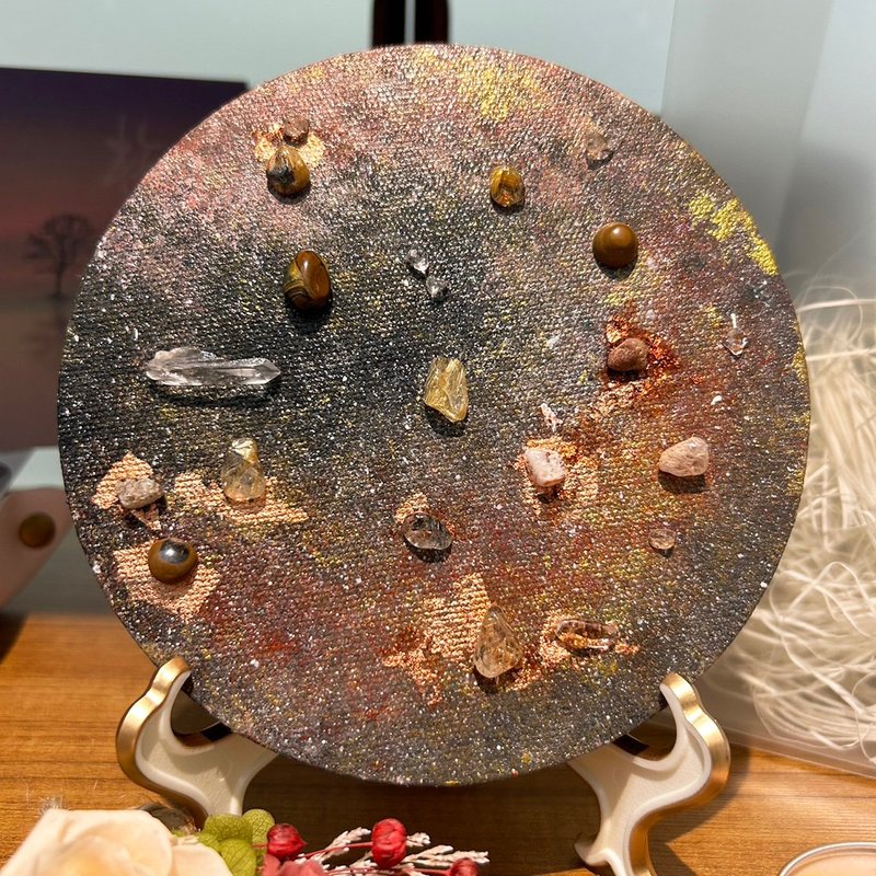 大地女神 蓋亞 - 星空金箔水晶能量畫 滿月滿願 水晶祝福禮 - 擺飾/家飾品 - 水晶 黑色