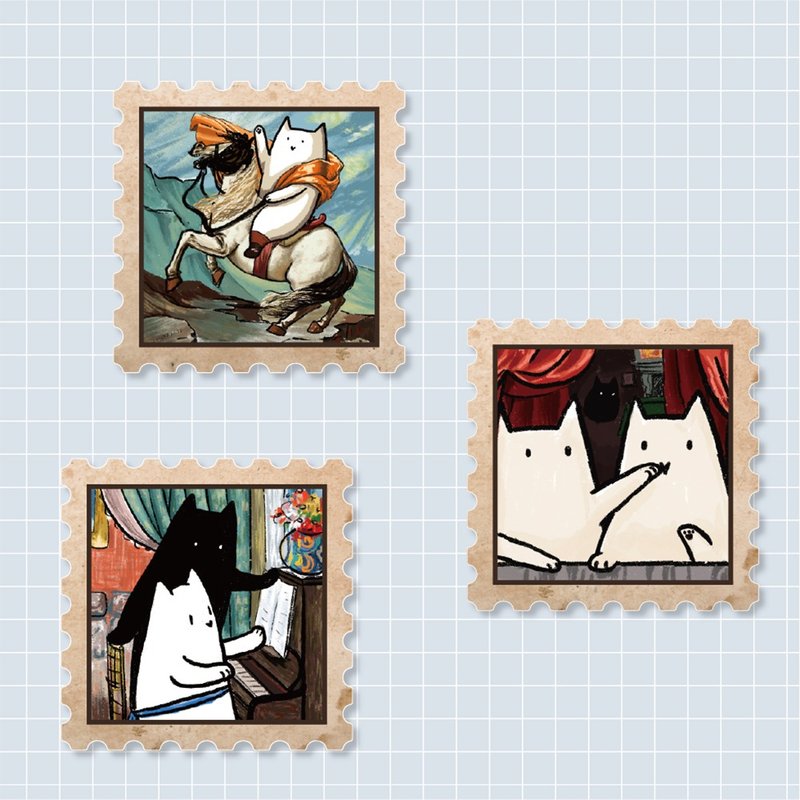 【MiKaLa】名畫喵郵票壓克力磁鐵 第二彈 - 磁鐵 - 壓克力 多色