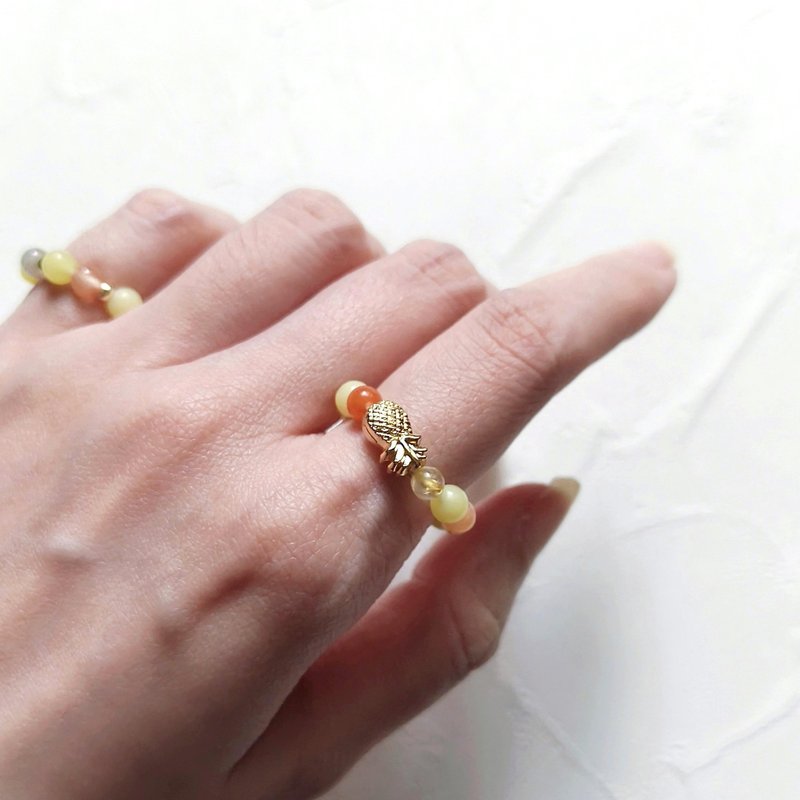 Gold price is booming, natural Stone index finger ring (gold jade, lemon jade, golden hair crystal) positive thinking energy - General Rings - Crystal Yellow