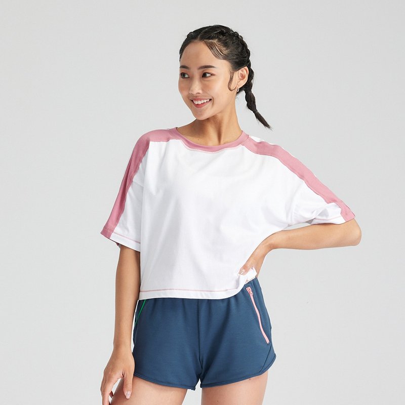 SS23 cropped color block top - Women's T-Shirts - Other Materials Pink