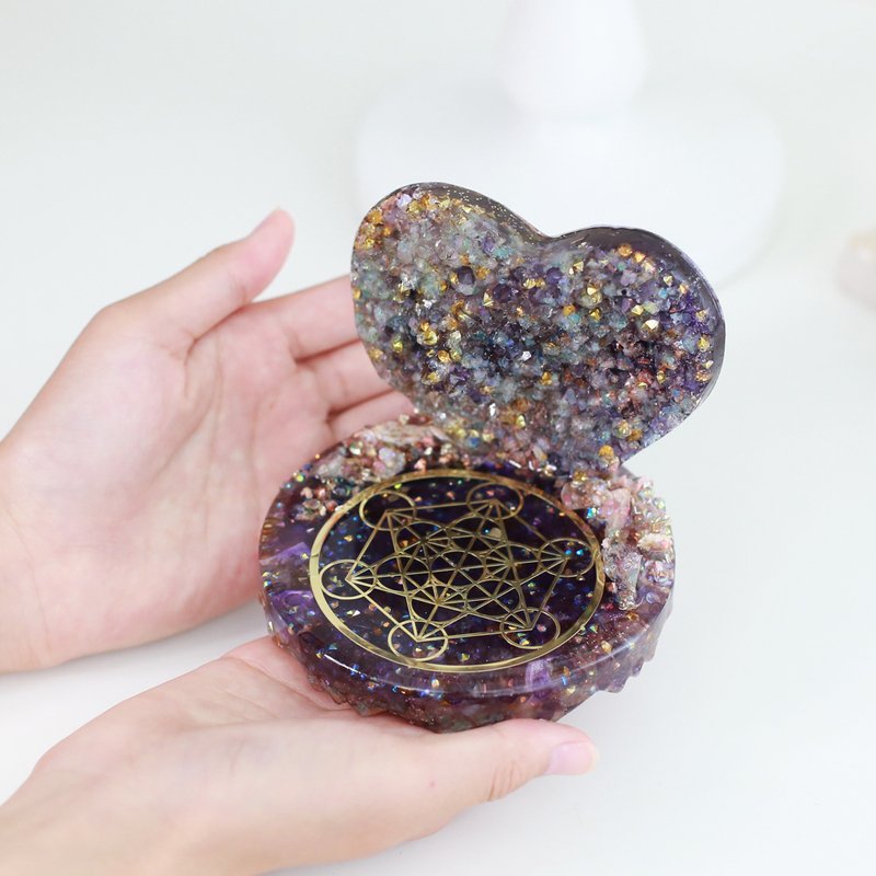 奧根心型水晶簇能量盤 - 紫水晶 - 擺飾/家飾品 - 水晶 紫色