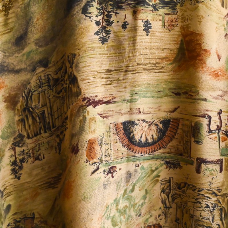 【Eggplant Vintage】Ink Shadow Print Relaxed Fit Vintage Shirt - Women's Shirts - Other Man-Made Fibers 