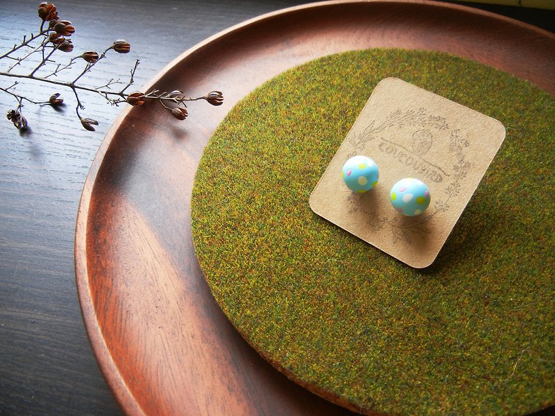 *coucoubird*Cuckoo's egg-blue/anti-allergic ear acupuncture - Earrings & Clip-ons - Clay Multicolor