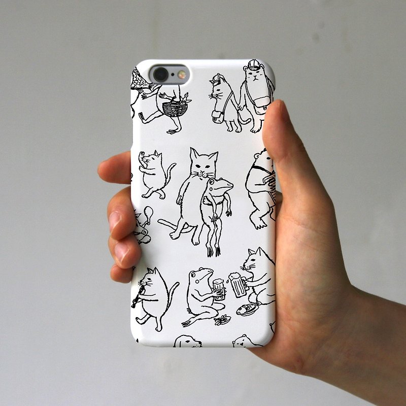 iPhone Case Cats (White) - เคส/ซองมือถือ - พลาสติก ขาว