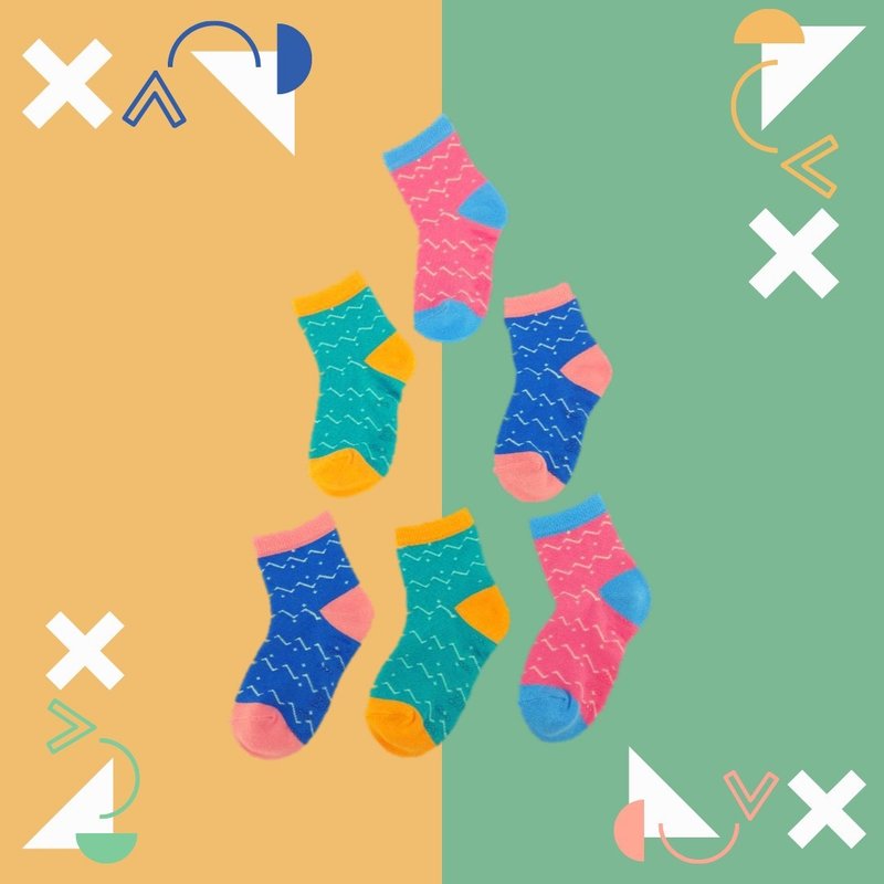 Anti-slip children's socks-wavy style | Parent-child socks - Socks - Cotton & Hemp Multicolor