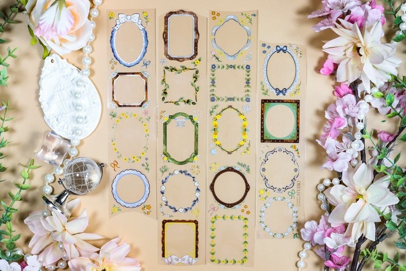 simple frames gold laser shiny pet tape journal collage decoration - Washi Tape - Plastic 