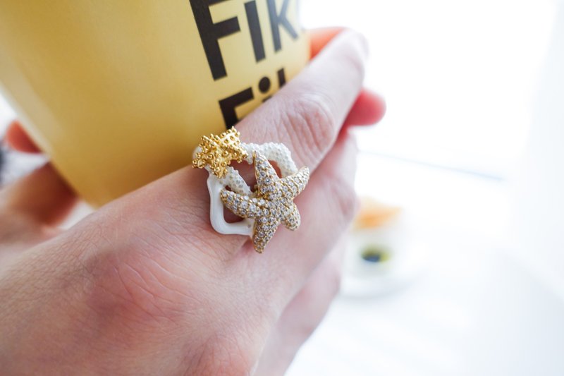 白色 海馬系列 海星戒指 - 戒指 - 純銀 白色