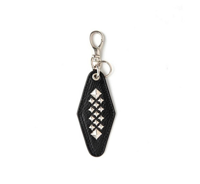 Calee Studs Leather Assort Key Ring Type IC Diamond Pyramid Key Ring - Keychains - Other Materials Black