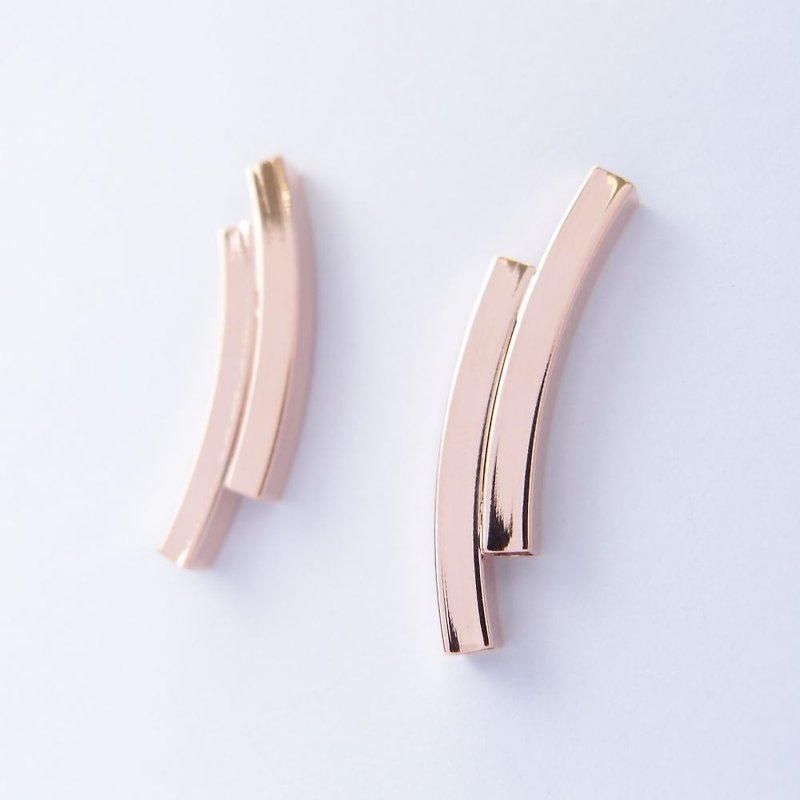 Geometric Landscape 11 Rose Metal Earrings - Earrings & Clip-ons - Copper & Brass 