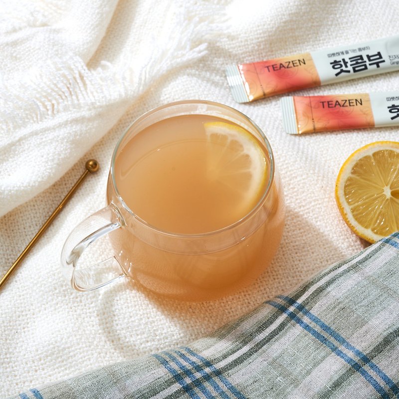 TEAZEN (Lemon Ginger Flavor) Healthy Kombucha 30 Pack | Strong Immunity | Repelling Cold and Whitening - 健康食品・サプリメント - コンセントレート・抽出物 